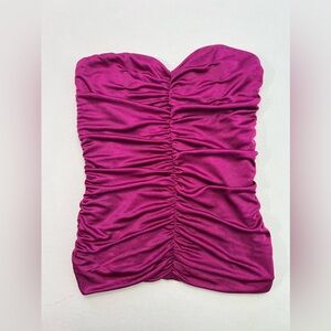 Express Magenta Ruched Strapless Corset Top with Back Zipper Size: M - EUC